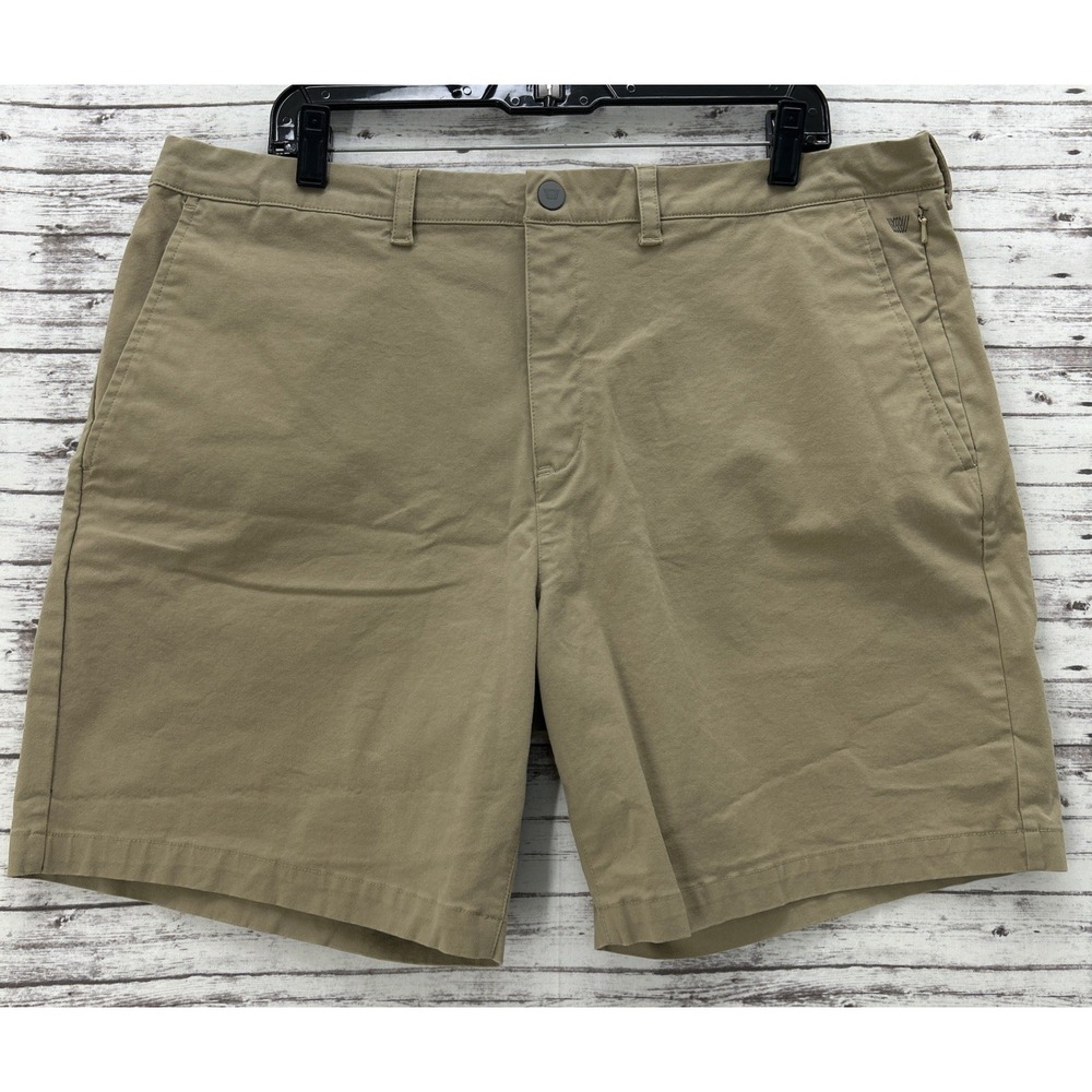 Mack Weldon Maverick Tech Chino Golf Shorts Men 38x7.5 Sand Performance Stretch